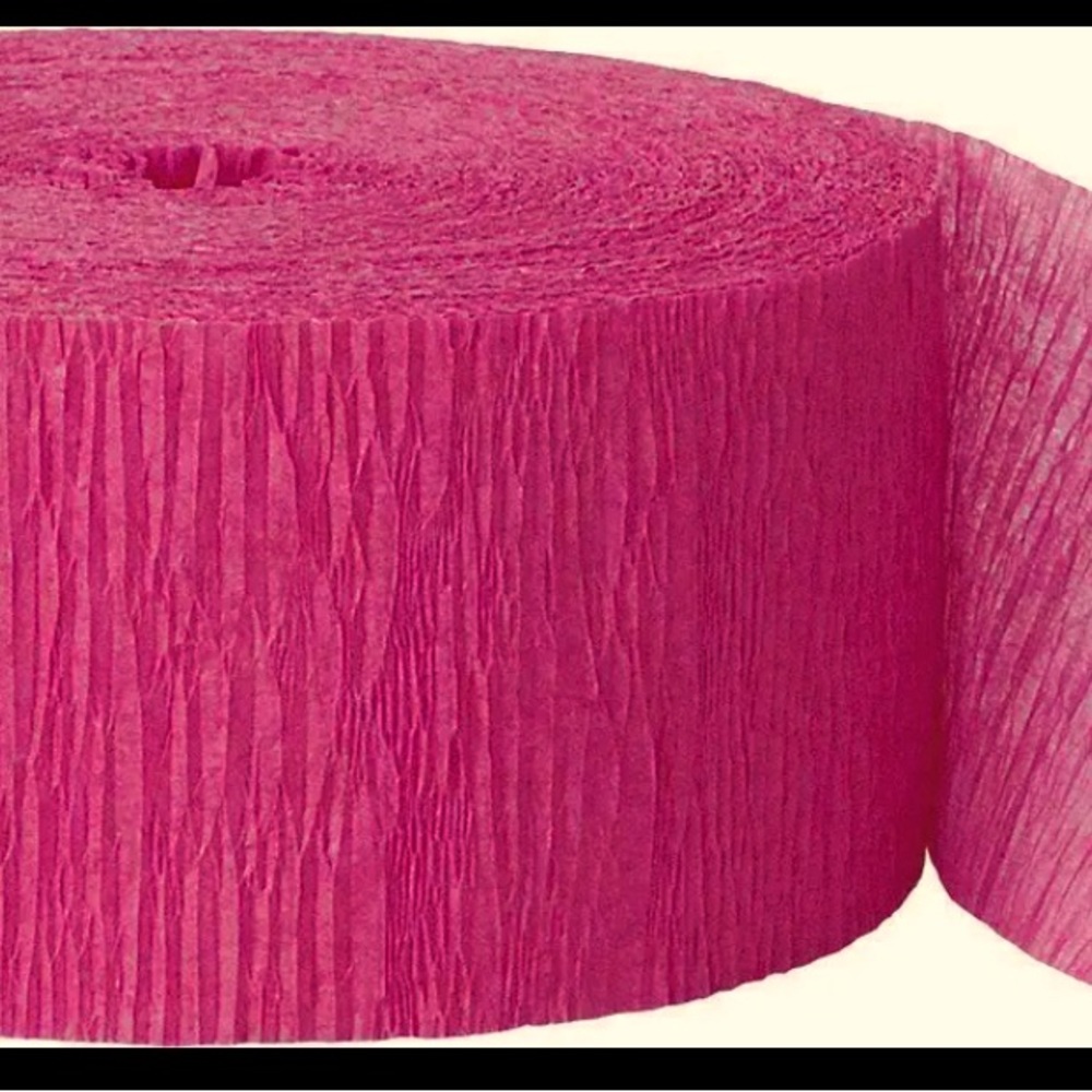 2~Hot Pink Crepe Paper Streamer 81ft . X  1.75 in. 24.6m X 4.45cm
